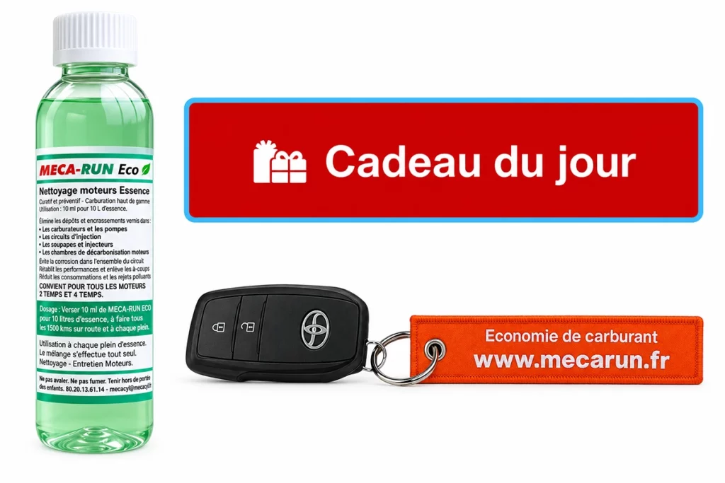 Cadeau du jour + un flacon meca-run + porte clé flamme