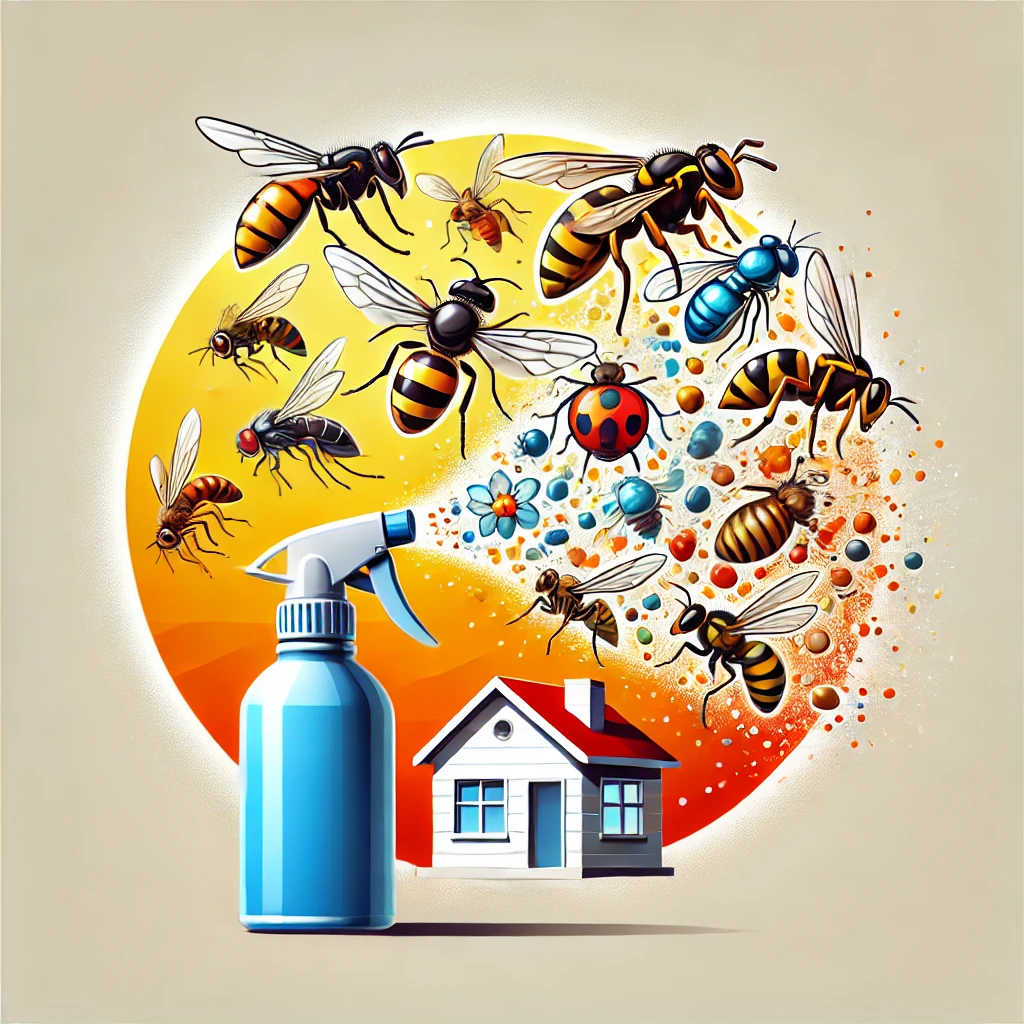 illustration, mettant en avant la destruction des insectes avec un insecticide moderne et efficace.